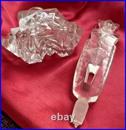 Vintage Czech/ Bohemian Intaglio Clear Crystal Cut Glass Perfume bottle Art Deco