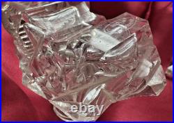 Vintage Czech/ Bohemian Intaglio Clear Crystal Cut Glass Perfume bottle Art Deco