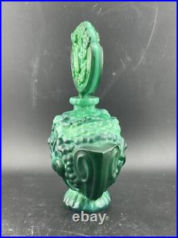 Vintage Czech-Bohemian Malachite Cherub Angels Perfume Bottle with Stopper