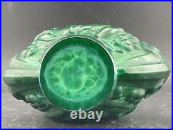 Vintage Czech-Bohemian Malachite Cherub Angels Perfume Bottle with Stopper