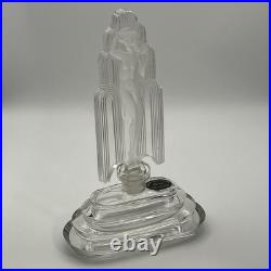 Vintage Czech Crystal Perfume Bottle / Pesnica Art Deco Nude Woman & Waterfall