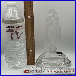 Vintage Czech Crystal Perfume Bottle / Pesnica Art Deco Nude Woman & Waterfall