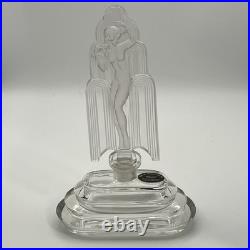 Vintage Czech Crystal Perfume Bottle / Pesnica Art Deco Nude Woman & Waterfall