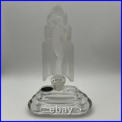 Vintage Czech Crystal Perfume Bottle / Pesnica Art Deco Nude Woman & Waterfall