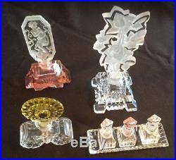 Vintage Czech Crystal Perfume Bottles Clear, Pink, & Gold Lot Of Three Plus 3 Sm