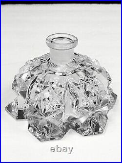 Vintage Czech Cut Crystal Perfume Bottle with Intaglio Daffodils Stopper 8T VGC