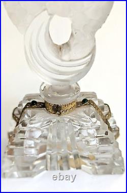 Vintage Czech Cut Perfume Glass Bottle Dauber Jeweled 7 Tall to tiptop EUC