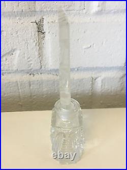 Vintage Czech Czechoslovakian Glass Perfume Bottle with Flower Decoration