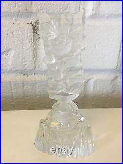 Vintage Czech Czechoslovakian Glass Perfume Bottle with Flower Decoration