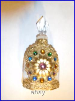 Vintage Czech Czechoslovakian Lucky 13 Gems Bejeweled Perfume Bottle