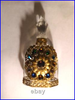 Vintage Czech Czechoslovakian Lucky 13 Gems Bejeweled Perfume Bottle