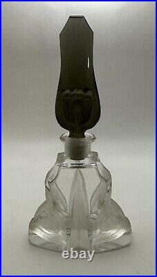 Vintage Czech Decorative Perfume Bottle Bohemian Cut & Frosted Glass