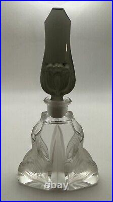 Vintage Czech Decorative Perfume Bottle Bohemian Cut & Frosted Glass