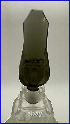 Vintage Czech Decorative Perfume Bottle Bohemian Cut & Frosted Glass