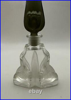 Vintage Czech Decorative Perfume Bottle Bohemian Cut & Frosted Glass