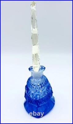 Vintage Czech Glass Blue & Clear Cut Glass Perfume Bottle and Stopper Marked Vintage Czech Glass Blue & Clear Cut Glass Perfume Bottle and Stopper Marked