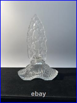 Vintage Czech Glass Clear Crystal Perfume Bottle with Lily of the Valley Stopper
