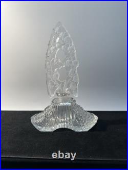 Vintage Czech Glass Clear Crystal Perfume Bottle with Lily of the Valley Stopper Vintage Czech Glass Clear Crystal Perfume Bottle with Lily of the Valley Stopper
