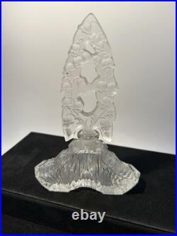 Vintage Czech Glass Clear Crystal Perfume Bottle with Lily of the Valley Stopper