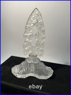 Vintage Czech Glass Clear Crystal Perfume Bottle with Lily of the Valley Stopper