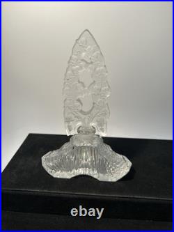 Vintage Czech Glass Clear Crystal Perfume Bottle with Lily of the Valley Stopper
