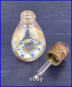 Vintage Czech Glass Miniature Perfume Bottle Filigree Art Deco Signed Mint