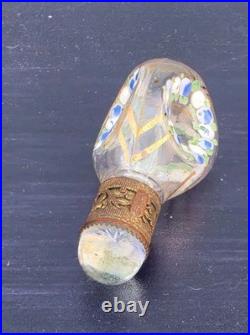 Vintage Czech Glass Miniature Perfume Bottle Filigree Art Deco Signed Mint