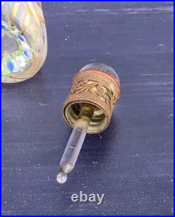 Vintage Czech Glass Miniature Perfume Bottle Filigree Art Deco Signed Mint