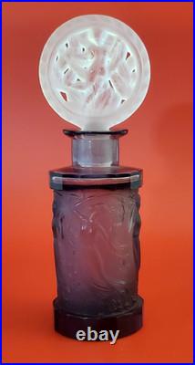 Vintage Czech Hoffman Purple Perfume Bottle White Top Dancing Lady