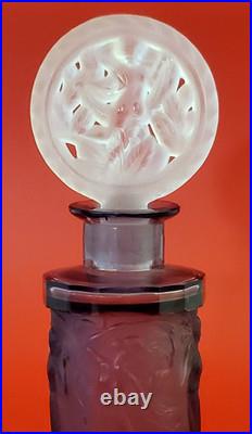 Vintage Czech Hoffman Purple Perfume Bottle White Top Dancing Lady