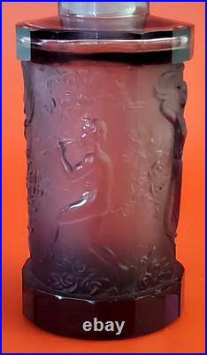 Vintage Czech Hoffman Purple Perfume Bottle White Top Dancing Lady