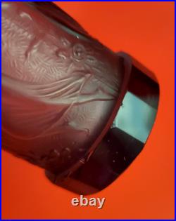 Vintage Czech Hoffman Purple Perfume Bottle White Top Dancing Lady