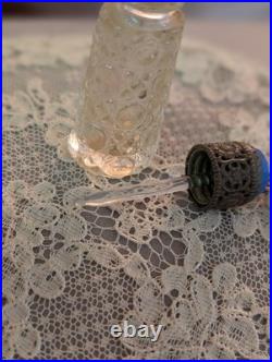 Vintage Czech Irice Mini Perfume Scent Bottle with Charm Dangles Cap Glass Stopper