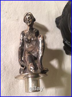 Vintage Czech Perfume Bottle Birth of Venus Sterling Deco Figural Nude Stopper