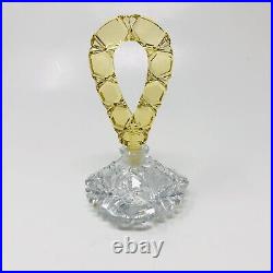 Vintage Czech Perfume Bottle Clear Crystal Yellow Dauber Signed 5.5