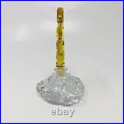 Vintage Czech Perfume Bottle Clear Crystal Yellow Dauber Signed 5.5