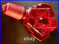 Vintage Czech Perfume Bottle Clear with Matching Red Stopper
