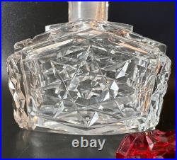 Vintage Czech Perfume Bottle Clear with Matching Red Stopper