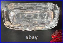 Vintage Czech Perfume Bottle Clear with Matching Red Stopper