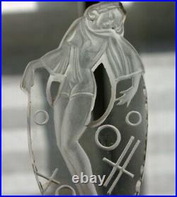 Vintage Czech Perfume Bottle Intaglio Dancer Stopper
