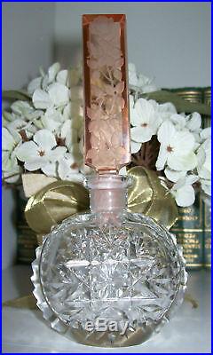 Vintage Czech Perfume BottlePeach/ClearDauber IntactSignedNear MintRARE
