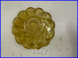 Vintage Czech Yellow Glass or Crystal Perfume Bottle Floral Stopper with Dauber