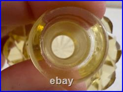 Vintage Czech Yellow Glass or Crystal Perfume Bottle Floral Stopper with Dauber