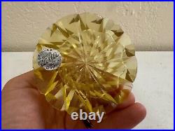 Vintage Czech Yellow Glass or Crystal Perfume Bottle Floral Stopper with Dauber