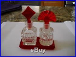 Vintage Czech perfume bottle twin set tray Red unusual