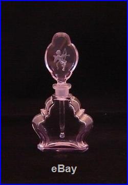 Vintage Czech perfume bottle with purple body and purple cherub stopper Exc cond