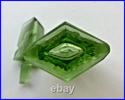 Vintage Czechoslovakia Art Deco Vaseline Uranium Glass Perfume Bottle