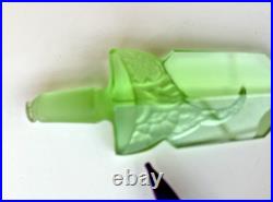 Vintage Czechoslovakia Art Deco Vaseline Uranium Glass Perfume Bottle