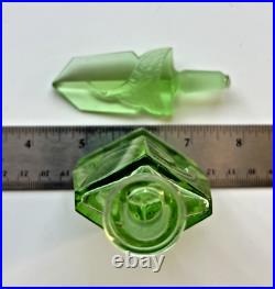 Vintage Czechoslovakia Art Deco Vaseline Uranium Glass Perfume Bottle