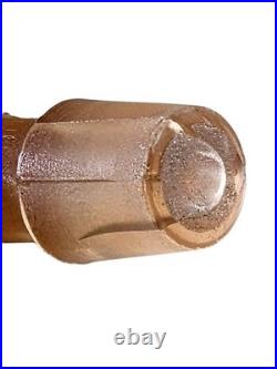 Vintage Czechoslovakia Cut Glass Art Deco Pink Perfume Bottle Floral Stopper